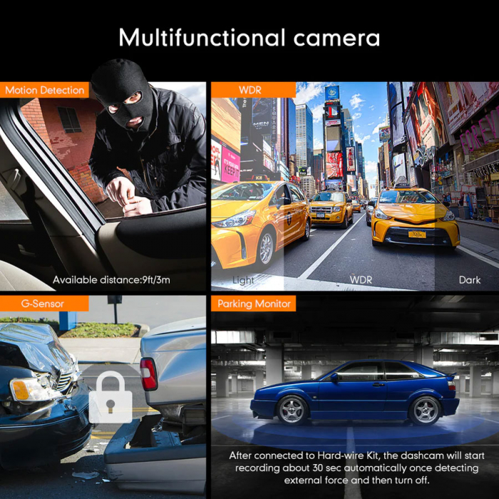 Camera auto DVR AZDOME GS63H, 4K, WiFi, GPS, Unghi 170°, WDR, G-Sensor, Mod parcare, Filmare in bucla [8]