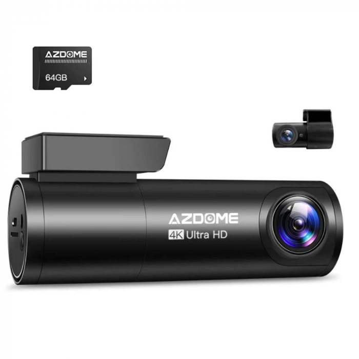 Camera auto DVR AZDOME M300S, Dubla, 4K + 1080P, 5GHz WiFi, GPS, Unghi 170°, Comanda vocala, Card 64G inclus - Resigilat [2]