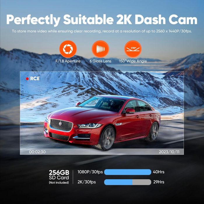 Camera auto DVR LINGDU D100 Smart, 2.5K, WiFi, GPS, Unghi 150°, WDR, Parking Mode, Loop, G-Sensor, Control vocal [2]