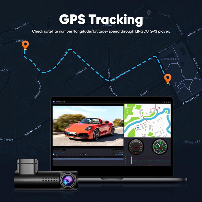 Camera auto DVR LINGDU D100 Smart, 2.5K, WiFi, GPS, Unghi 150°, WDR, Parking Mode, Loop, G-Sensor, Control vocal [5]