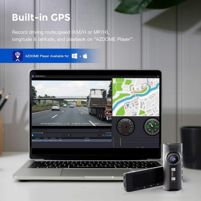 Camera auto DVR AZDOME M550 MAX, Tripla, 4K, WiFi, GPS, Unghi 170°, WDR, G-Sensor, Mod parcare, Card 64Gb inclus [5]
