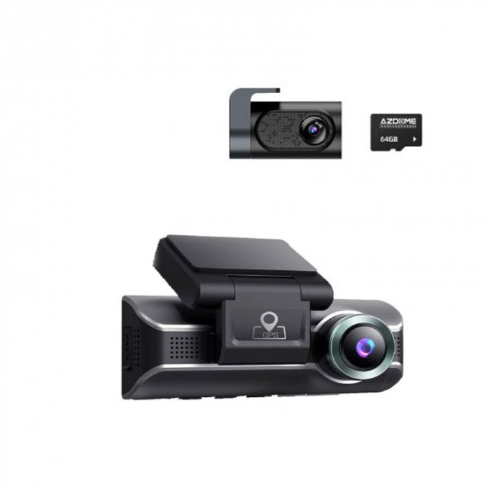 Camera auto DVR AZDOME M550Pro, Dubla, 4K, WiFi, GPS ,5GHz, WDR, G-Sensor, Mod parcare, Card 64Gb inclus [13]