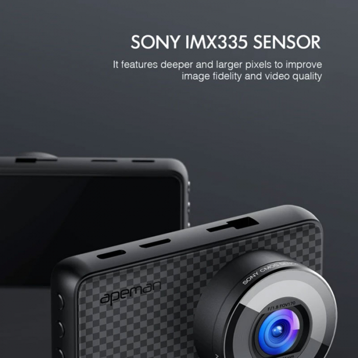 Camera auto DVR Dubla APEMAN C860, Senzor Sony IMX335,1520P Ultra HD, Bord si Spate, Unghi 170 grade, WDR, G-Sensor, Mod parcare, Filmare in bucla [4]