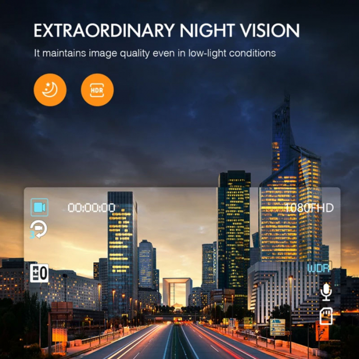 Camera auto DVR Dubla APEMAN C860, Senzor Sony IMX335,1520P Ultra HD, Bord si Spate, Unghi 170 grade, WDR, G-Sensor, Mod parcare, Filmare in bucla [5]