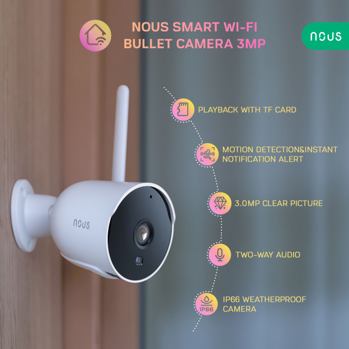 Camera de supraveghere IP WIFI NOUS W7P Smart, Exterior, 3MP, Detectare micare, Night vision [2]