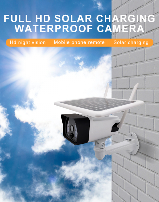 Camera de supraveghere WIFi cu panou solar Rovo SN-P5, 1080P HD,CCTV,  Night Vision, Senzori miscare, Alexa, Google Home, Tuya [6]