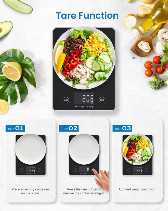 Cantar SMART Digital Nutritional de Bucatarie RENPHO R-T001 – Bluetooth, Calorii, Dieta si Fitness, compatibil Apple Health, Fitbit, Samsung Health [8]