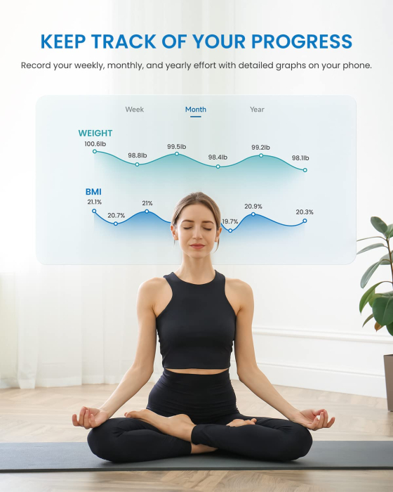 Cantar SMART Digital RENPHO R-A020 – Body Composition, Alimentare Solara, Greutate, Grasime Corporala, Muschi, Oase, Bluetooth, Apple Health, Fitbit, Samsung Health [6]