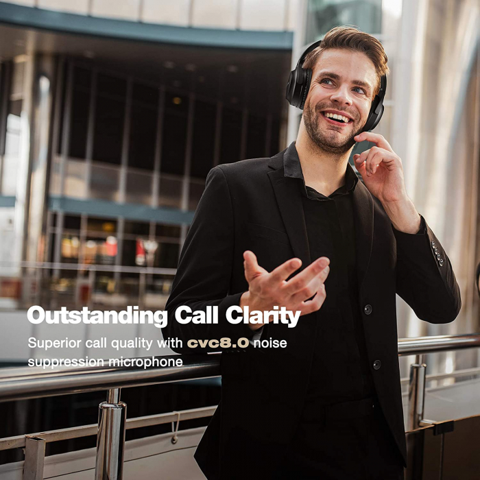 Casti audio Mpow H12 IPO, Active Noise Canceling, Bluetooth 5.0, USB-C, Bas puternic, Microfon CVC8.0, Autonomie 40 ore, True Wireless - Resigilat [4]