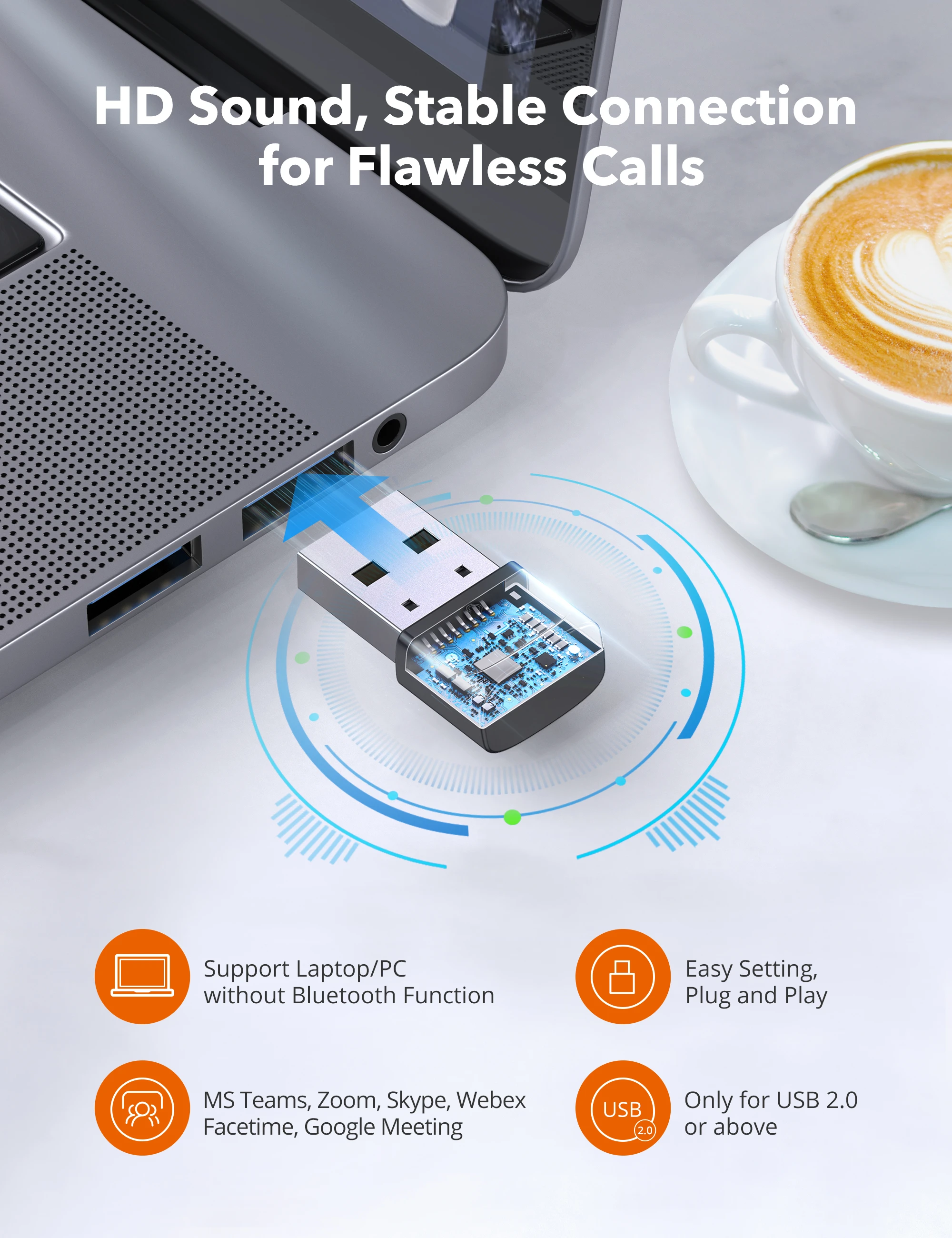 Casti wifi TaoTronics TT-BH041, Microfon, AI Noise Cancelling, Call Center, Bluetooth 5.0, functionare 34 ore, USB Bluetooth Dongle inclus [4]