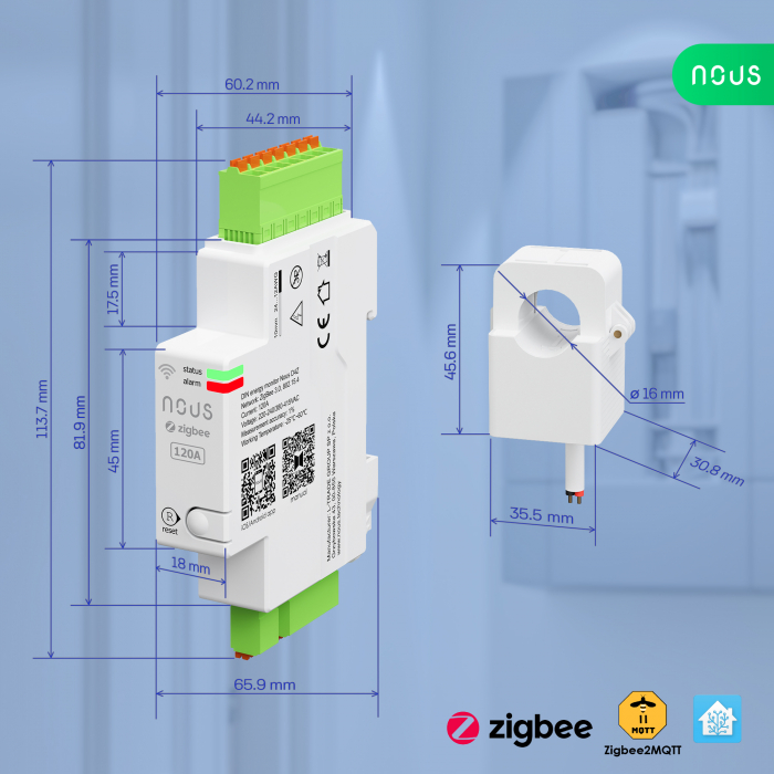 Contor electric NOUS D4Z ZigBee Smart DIN 120A, monitor consum in timp real , montare pe sina DIN [4]