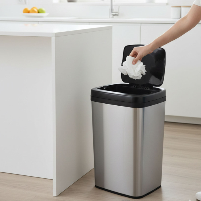 Cos de gunoi cu senzor automat Rovotec SD-012, Inox, 40L, deschidere cu senzor sau touch [8]