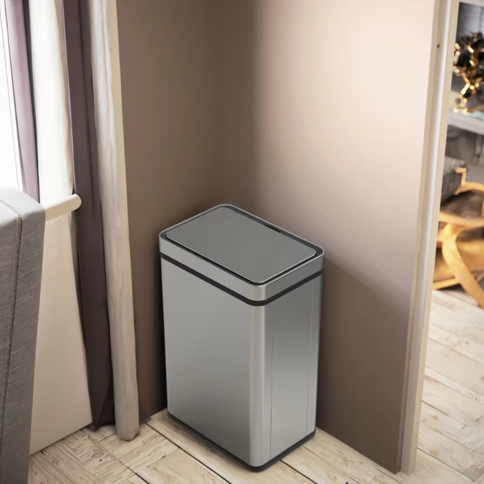 Cos de gunoi cu senzor automat Rovotec SD-807, Inox, 50L, Filtru carbon, Deschidere cu senzor sau touch, Inel sac de gunoi [6]