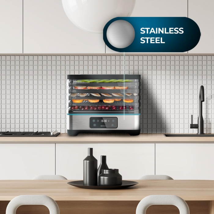 Deshidrator cu 5 tavi Cecotec VitaDry Pro, inaltime reglabila, ecran digital, Timer, 35-70°C [8]