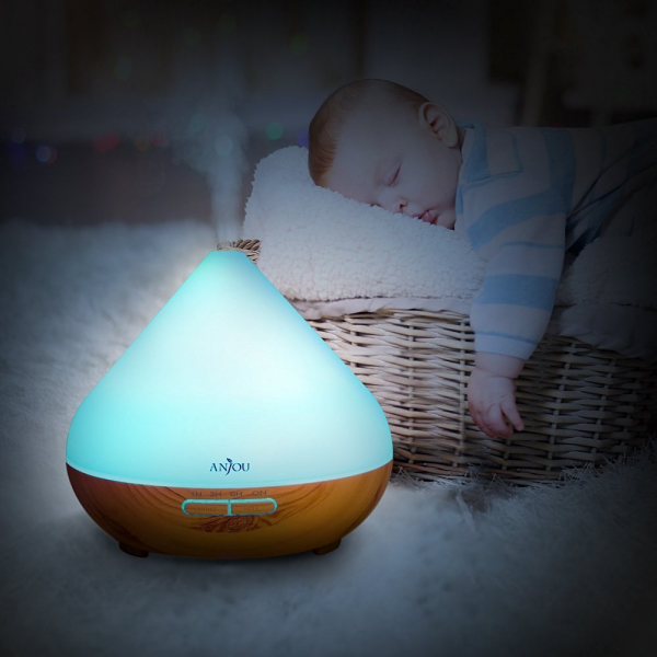 Difuzor aroma cu Ultrasunete Anjou AJ-AD001, 300ml, 13W, LED 7 culori, oprire automata - Nuc Natur [5]