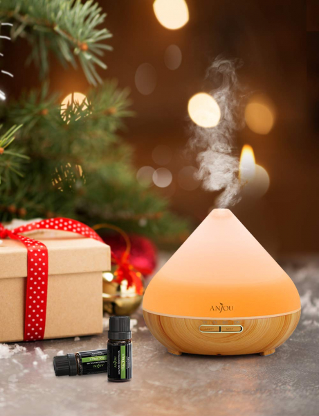 Difuzor aroma cu Ultrasunete Anjou AJ-AD001, 300ml, 13W, LED 7 culori, oprire automata - Nuc Natur [7]