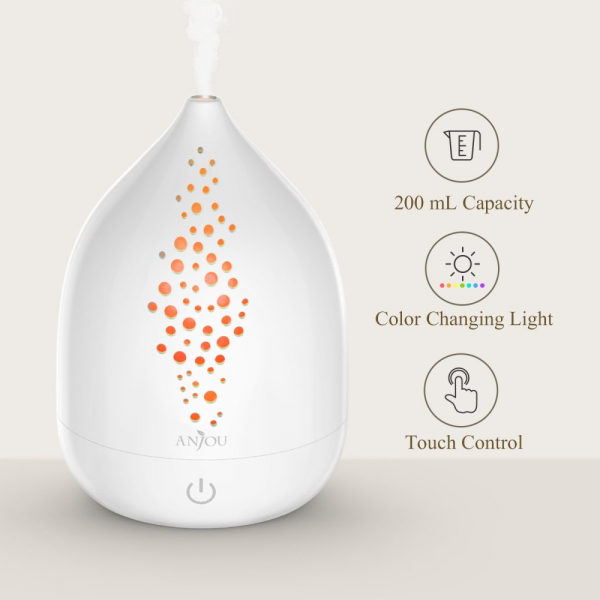 Difuzor aroma cu Ultrasunete Anjou AJ-AD006, 200ml, 13W, LED 7 culori, oprire automata - Alb [7]
