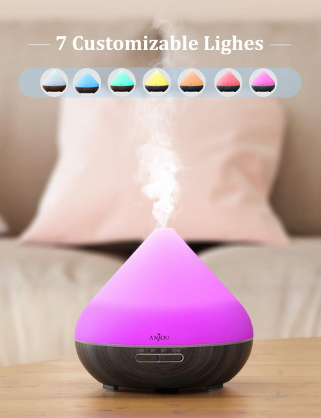 Difuzor aroma cu Ultrasunete Anjou AJ-AD001, 300ml, 13W, LED 7 culori, oprire automata [7]