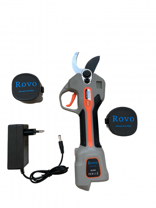 Foarfeca electrica pentru gradina Rovo FV2 PRO, motor brushless, 2 acumulatori 2000mAh, diametru 30mm, valiza de transport [10]