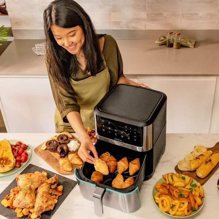 Friteuza cu aer cald fara ulei Cecotec Cecofry Supreme 8000, Air Fryer, 1800W, 8L, Control tactil, 10 Programe Presetate [4]
