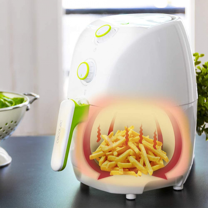 Friteuza cu aer cald, fara ulei, Cecotec Cecofry Compact Rapid Black, 900 W, 1.5 L, timer si termostat reglabil, tehnologie PerfectCook - Alba [3]