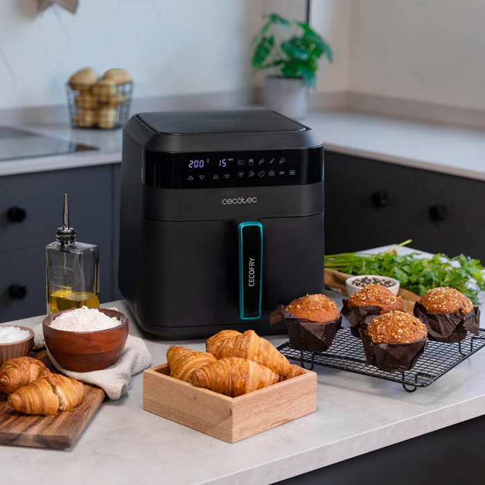 Friteuza cu aer cald, fara ulei Cecotec Cecofry Experience 6000, 1700W, 6L, Control tactil, 9 Programe Presetate [6]