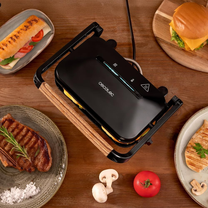 Grill Electric Cecotec Rock'nGrill 1200 Wood, 1300 W, Invelis piatra RockStone [3]