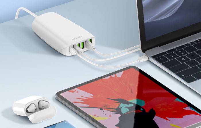 Incarcator Retea LDNIO A6573C, 5x USB, 65 W, 1,5 m (alb) [2]