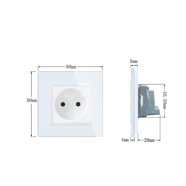 Priza simpla de perete Welaik cu rama din sticla, Negru [2]