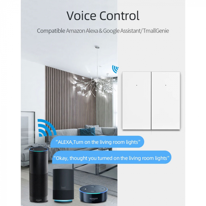 Intrerupator Smart Rovo 1081WL, 1 canal, Wifi si Bluetooth, Tuya, Life Smart, Alexa si Google Assistant, fara nul [7]