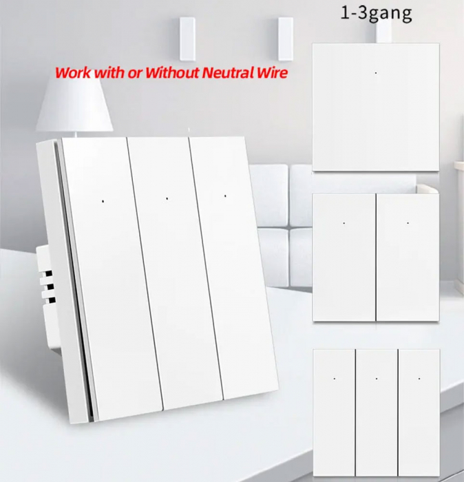 Intrerupator Smart Rovo 1081WL, 1 canal, Wifi si Bluetooth, Tuya, Life Smart, Alexa si Google Assistant, fara nul [3]