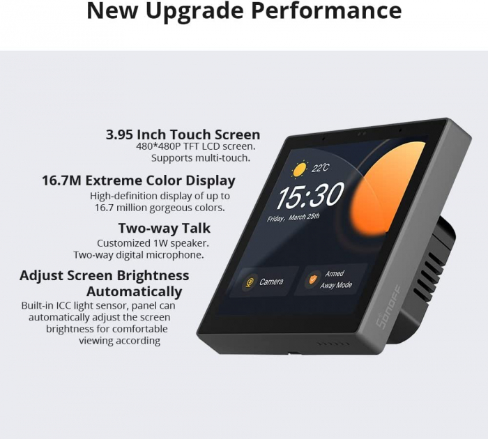 Panou Sonoff NSPanel Pro, Smart, Wifi, hub Zigbee 3.0, termostat, control aplicatie, interfon - Alb [9]