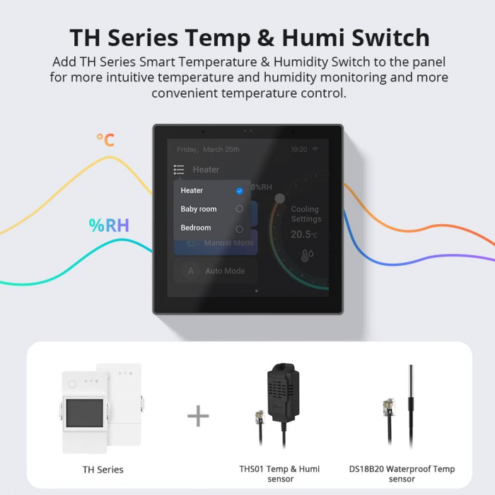 Panou Sonoff NSPanel Pro, Smart, Wifi, hub Zigbee 3.0, termostat, control aplicatie, interfon - Negru [4]