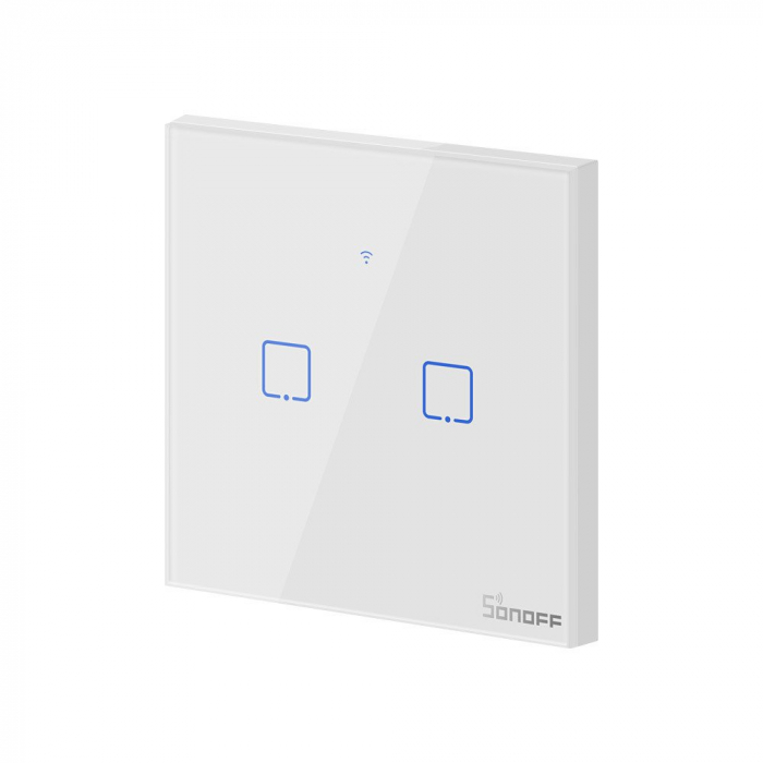 Intrerupator Smart  cu Touch Wifi + RF 433 Sonoff T1 EU TX, 2 canale [2]
