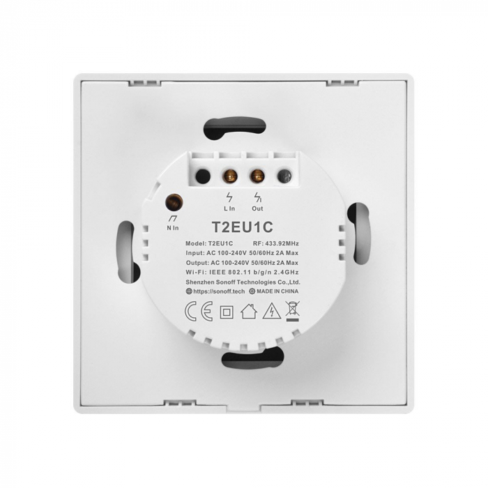 Intrerupator Smart  cu Touch WiFi + RF 433 Sonoff T2EU1C TX, (1 canal) [4]