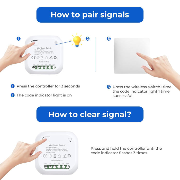 Intrerupator Wifi Kinetic Rovo 305-2CH-W, 2 canale, IP67, RF 433MHz, cu revenire [7]