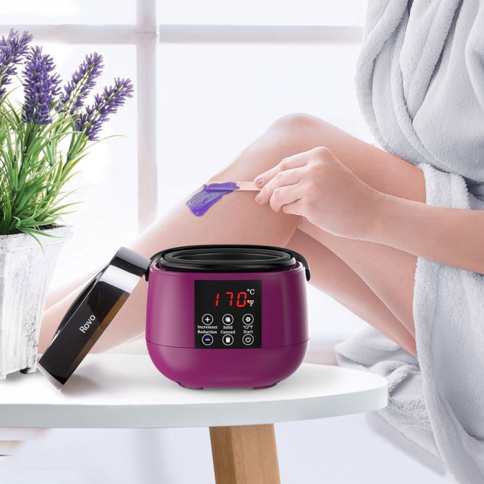 Kit Epilare Ceara Rovo TMS-218 Incalzitor ceara profesional cu display LCD, 500g ceara, 4 arome, set 20 spatule din lemn, control tactil [4]