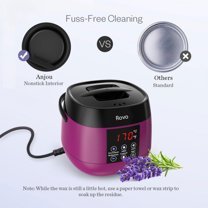 Kit Epilare Ceara Rovo TMS-218 Incalzitor ceara profesional cu display LCD, 500g ceara, 4 arome, set 20 spatule din lemn, control tactil [2]