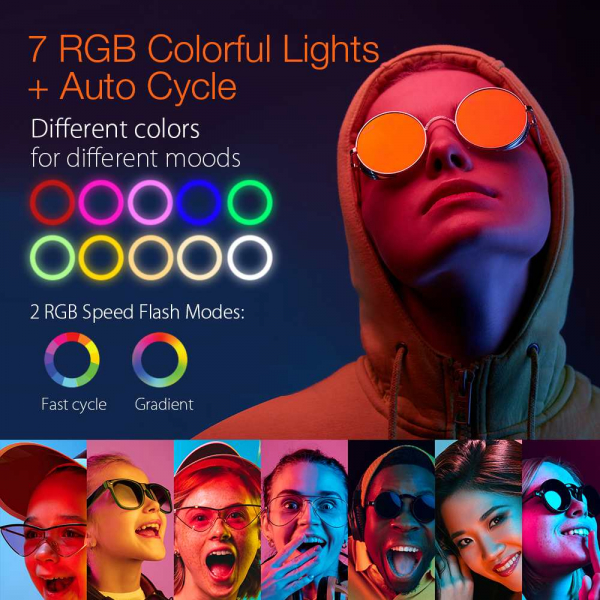Lampa Circulara LED BlitzWolf BW-SL5 RGB Make up Profesionala, Ring Light 120 Leduri 10 culori de lumina, cu Trepied 17cm [6]