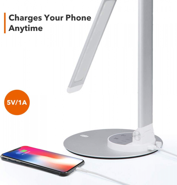 Lampa de birou cu LED TaoTronics TT-DL22, incarcare USB, 6 niveluri de luminozitate - Silver [3]