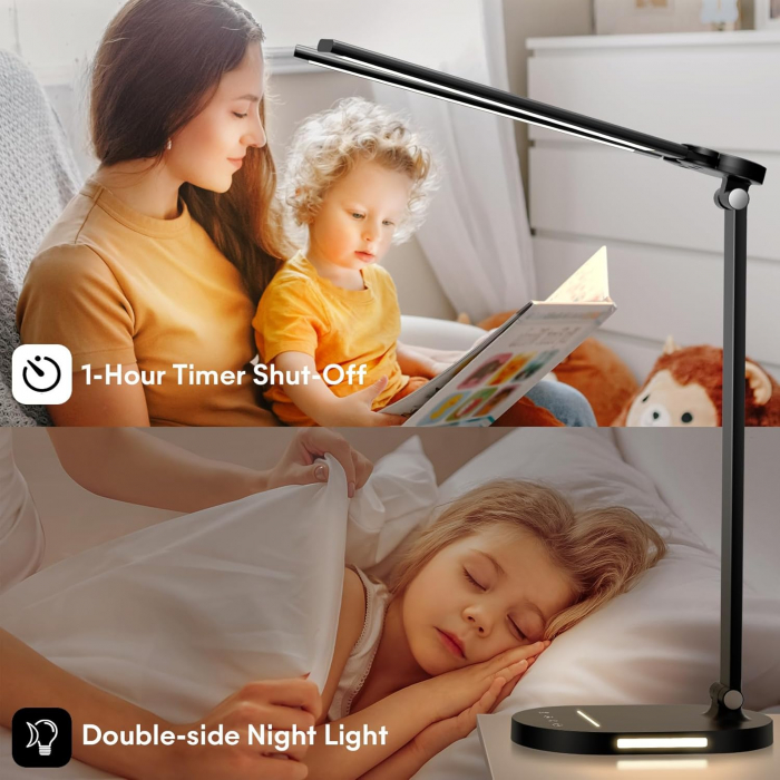 Lampa de birou LED Rovo 5508, lumina veghe, 5 moduri de lumina, 4 intensitati, 14W, control Touch, USB [5]