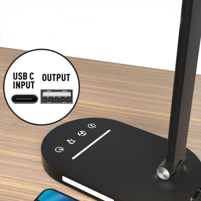 Lampa de birou LED Rovo 5503, lumina veghe, 5 moduri de lumina, 4 intensitati, 6W, control Touch, USB [3]