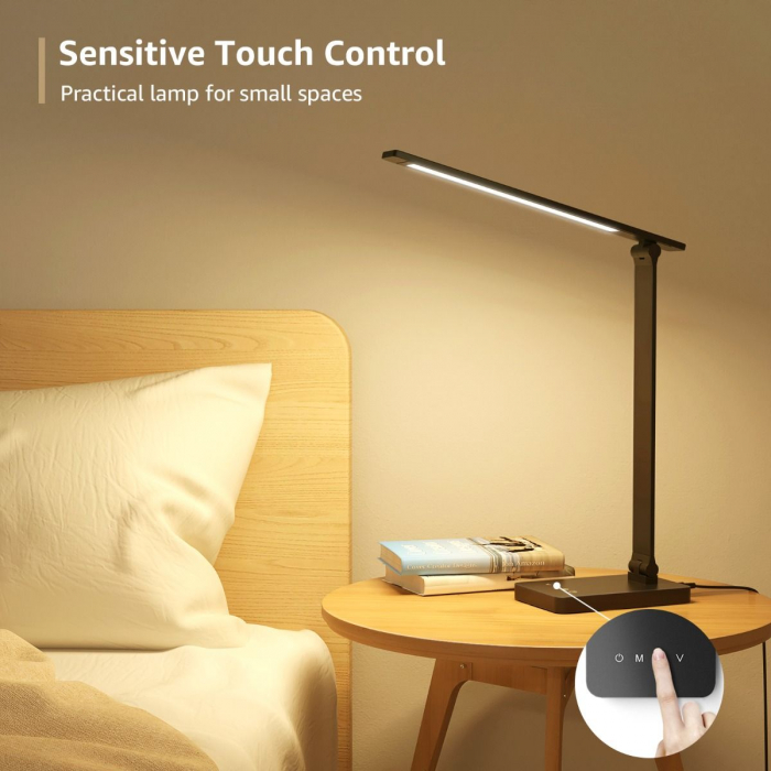 Lampa de birou LED Lepro PR310002 control Touch, 3 moduri, 9W, 750 Lumeni, Negru [3]