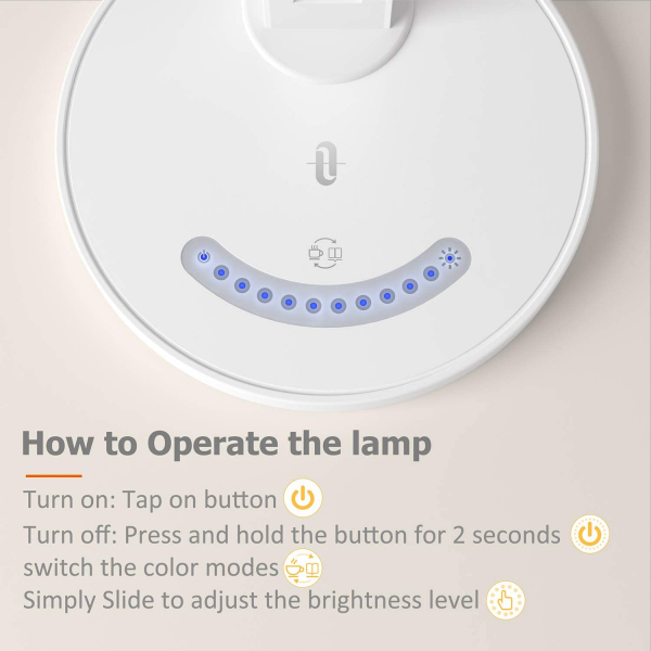 Lampa de birou LED TaoTronics TT DL13 control Touch, 5 moduri, Protectie Ochi - Silver - White [3]