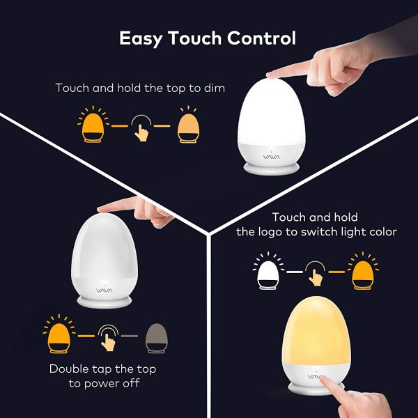 Lampa de veghe Smart VAVA VA-CL006 LED cu reglare touch a Intensitatii, lumina calda si rece [4]