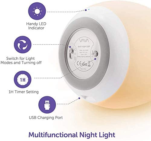 Lampa de veghe VAVA VA-CL009 LED, RGB, cu reglare touch a Intensitatii, lumina calda [4]