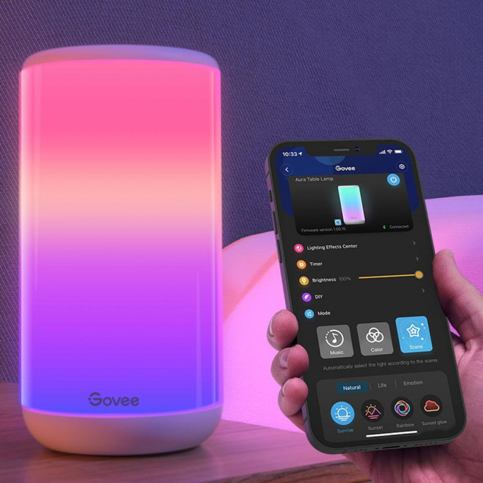 Lampa LED Govee Aura Smart H6052 RGBWW, Wifi, Alexa, Google Assistant, Sincronizare muzica [5]
