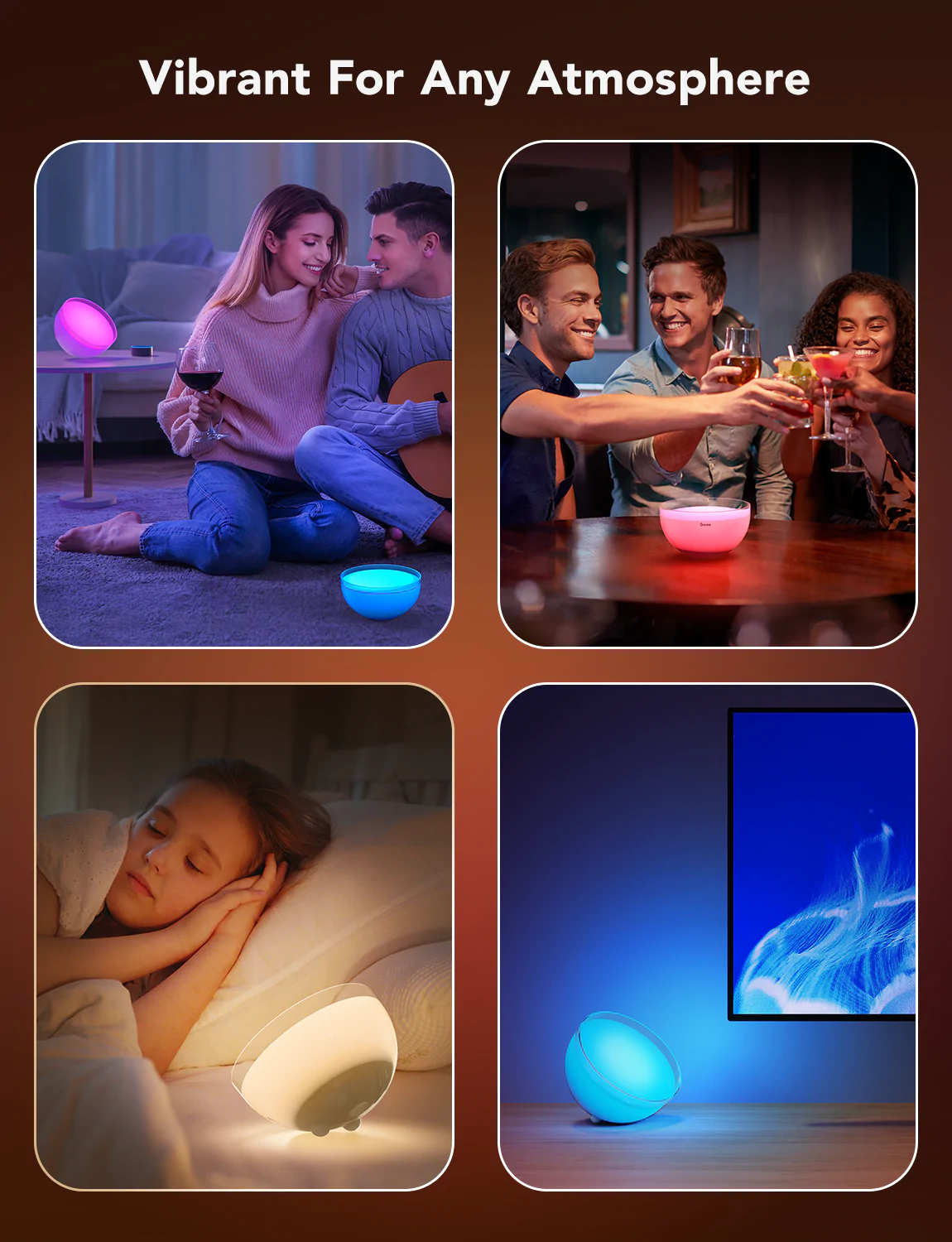 Lampa portabila LED Smart Govee H6058 Ambient RGBWW, Bluetooth/Wireless, 350lm, lumina alba/color [6]