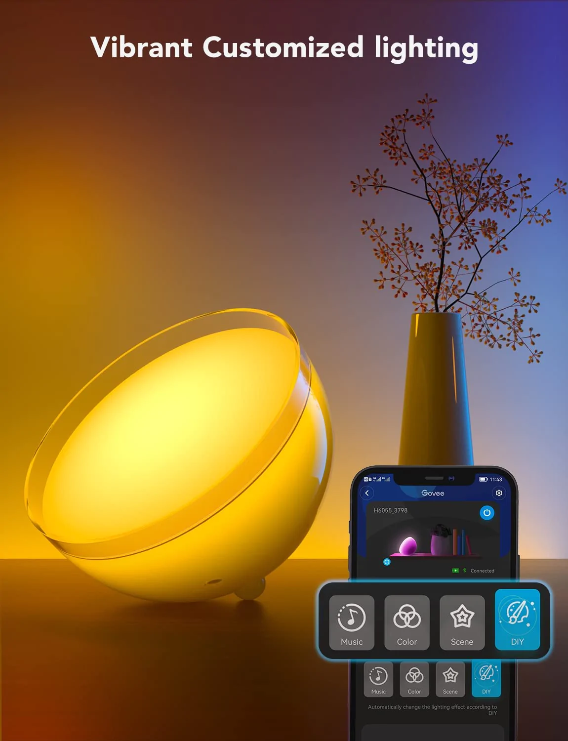 Lampa portabila LED Smart Govee H6058 Ambient RGBWW, Bluetooth/Wireless, 350lm, lumina alba/color [8]