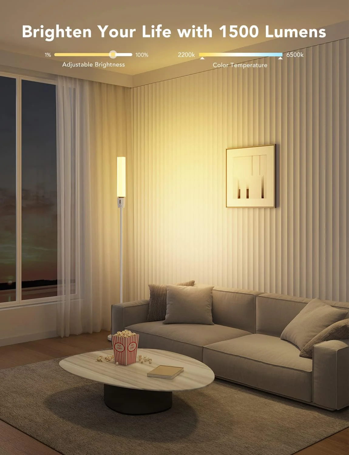 Lampadar LED Govee H6078 RGBICWW Cylinder, Wi-Fi + Bluetooth, 1500lumeni,  Control Aplicatie, Sincronizare muzica [3]
